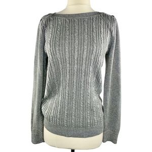 Banana Republic Silver with Metallic Tread & Front Cable Knit Sweater. Size M